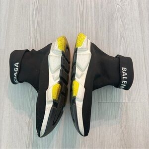 Balenciaga Men's Black and Yellow High-Top Sneakers